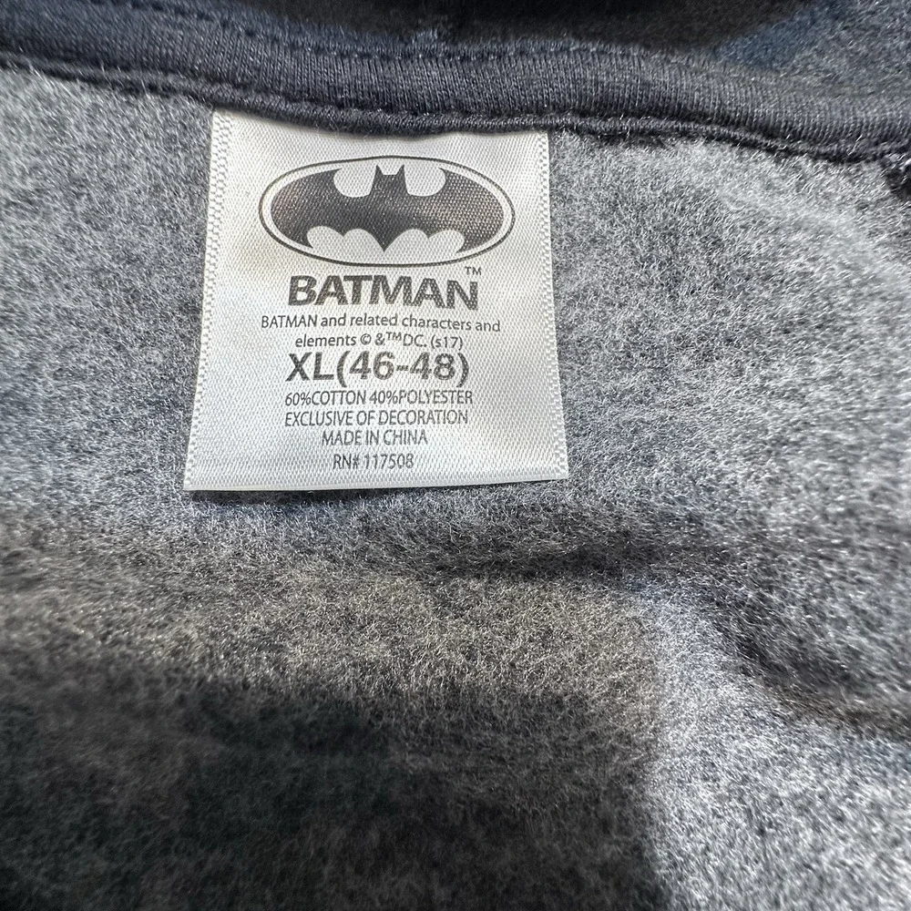 DC Comics Batman Full‎ Zip-up Hoodie Men's Sz XL (46/48) Gray Full Zip